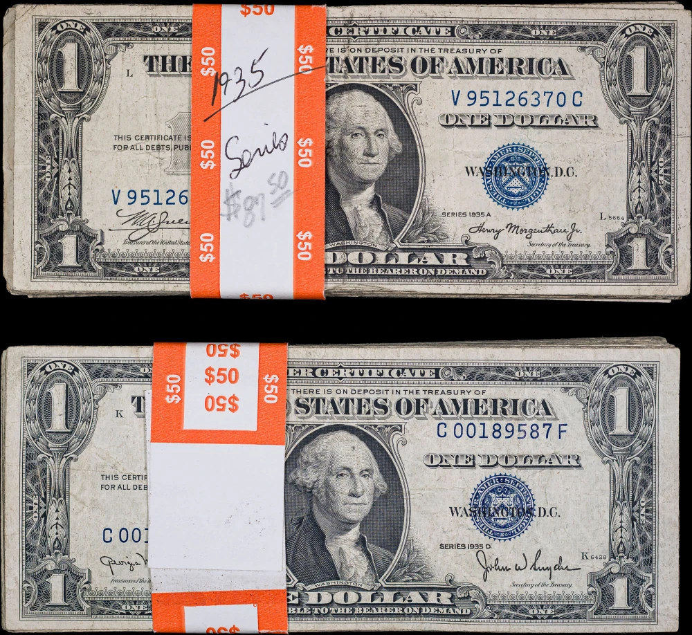 100 Pcs Mixed 1935 $1 Silver Certificates