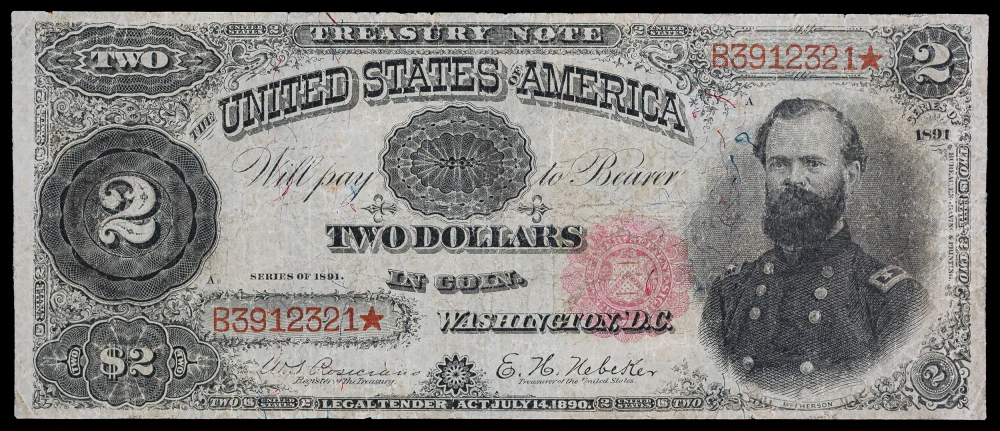 VF 1891 $2 Treasury Note