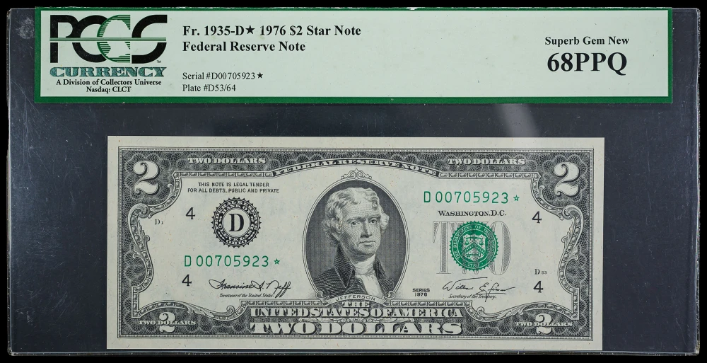 PCGS Gem 68 PPQ 1976 $2 Star Note