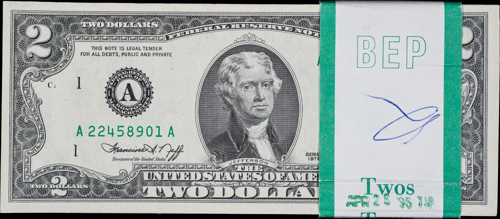 Original 100 Note Pack Of 1976 $2 FRN