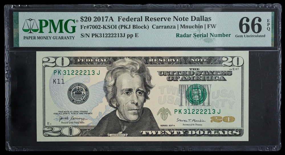 PMG Gem 66 EPQ 2017-A $20 Radar Note