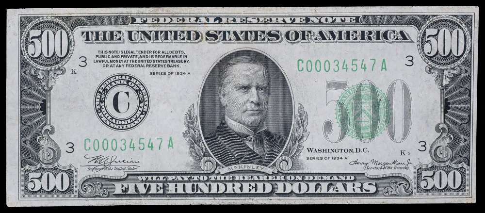 EF or Finer 1934-A $500 Note