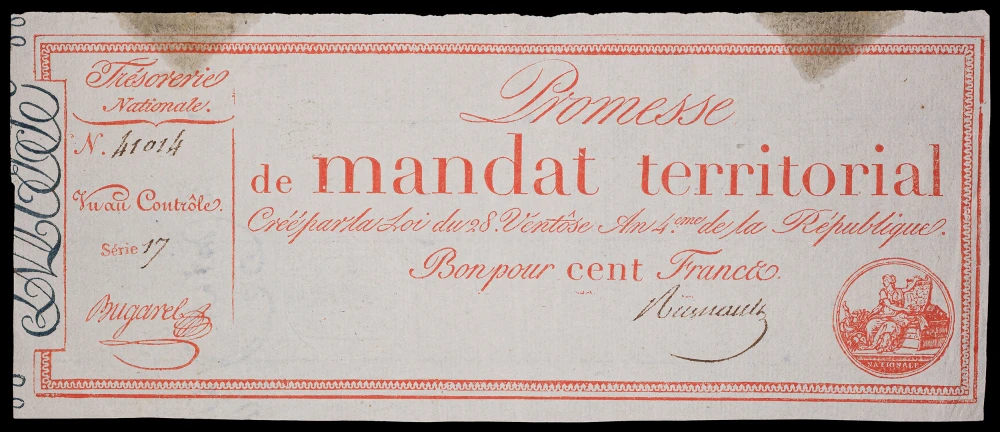 France. VF Details 1795 100 Francs Note