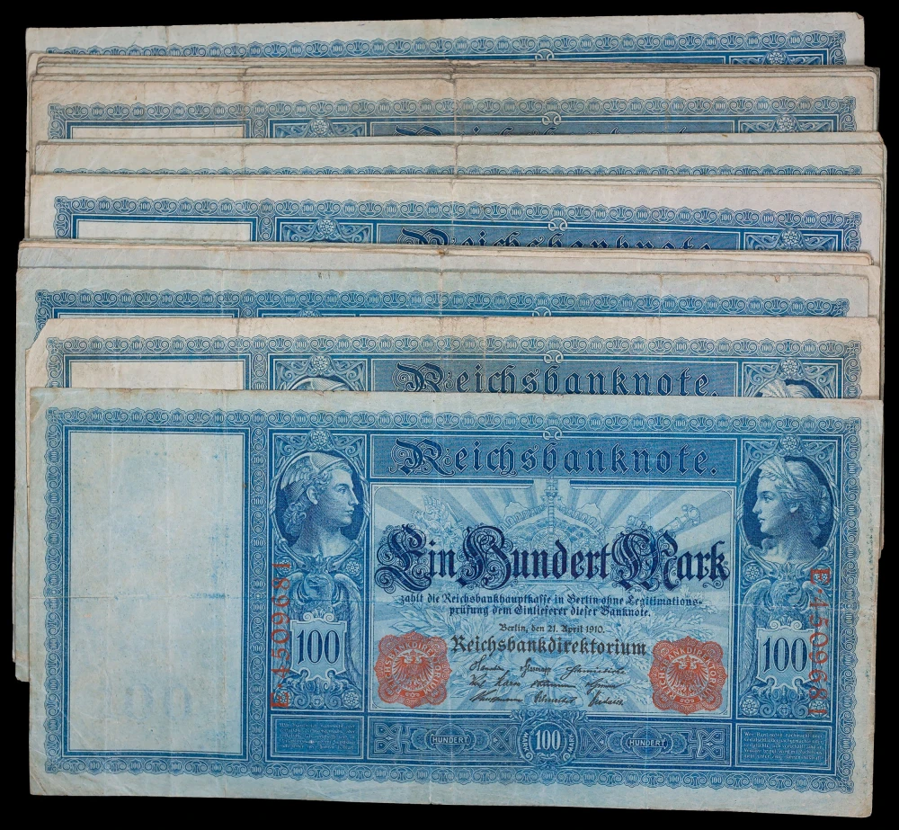 Germany. Hoardlet of 1910 100 Marks Notes