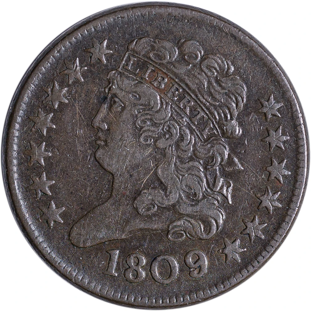 EF-40 1809 Over Inverted 9 Half Cent