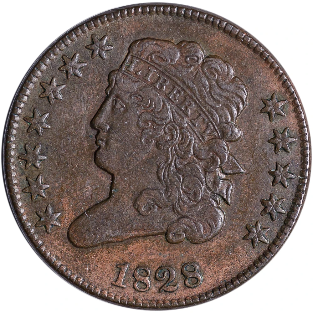 EF-40 1828 12 Stars Half Cent