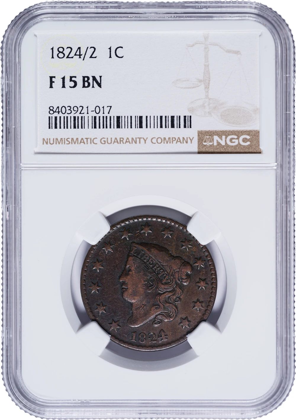 NGC Fine-15 1824/2 Large Cent