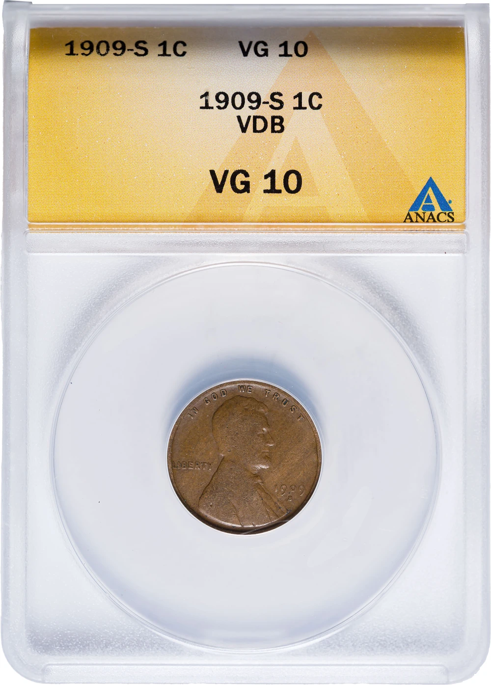 ANACS VG-10 1909-S V.D.B. Cent