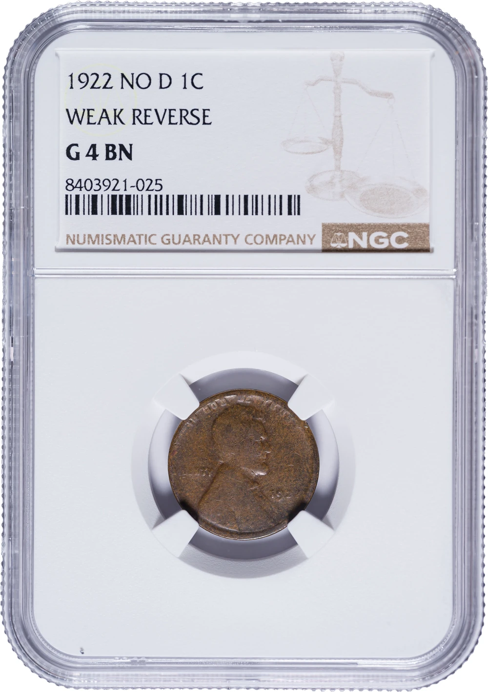 NGC Good-4 1922 No D Lincoln Cent