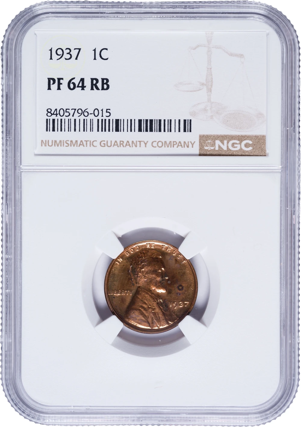 NGC Proof-64 RB 1937 Lincoln Cent