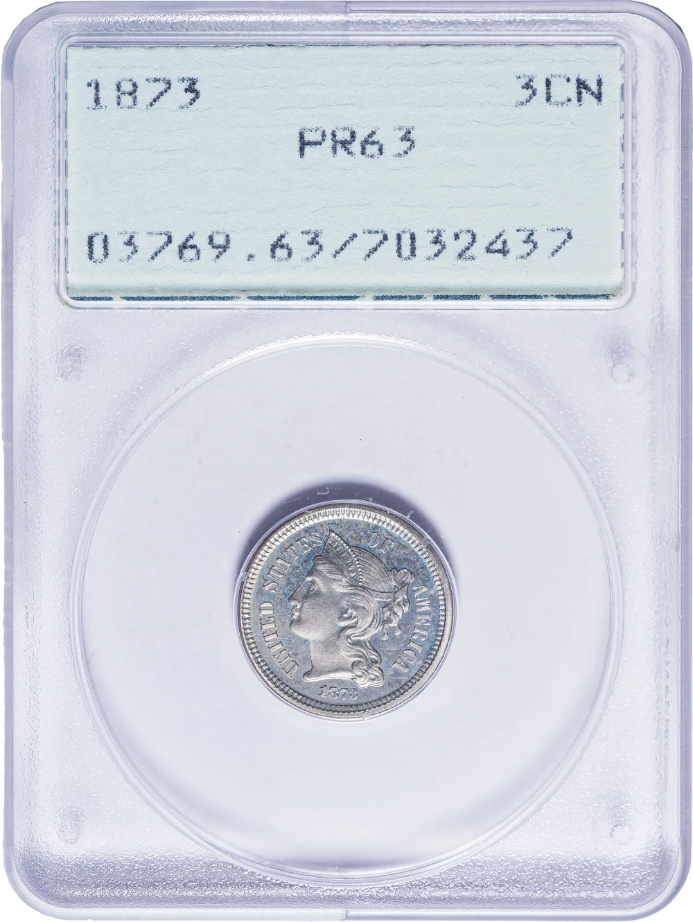 PCGS Proof-63 1873 Nickel Three-Cents