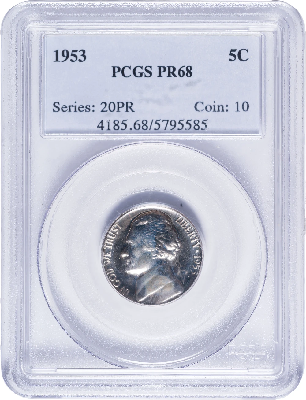 PCGS Proof-68 1953 Jefferson Nickel