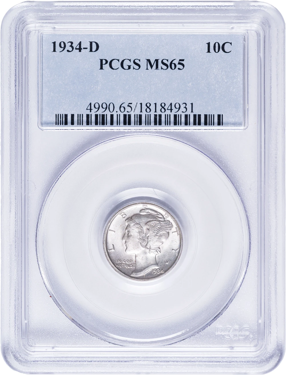 PCGS MS-65 1934-D Mercury Dime