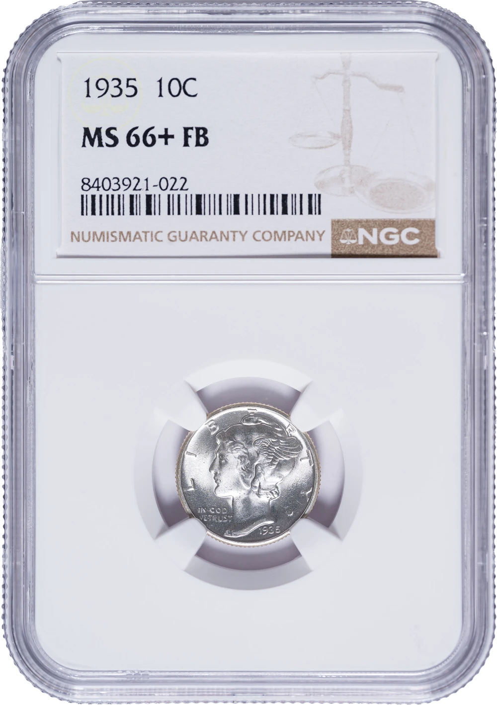 NGC MS-66+ FB 1935 Mercury Dime