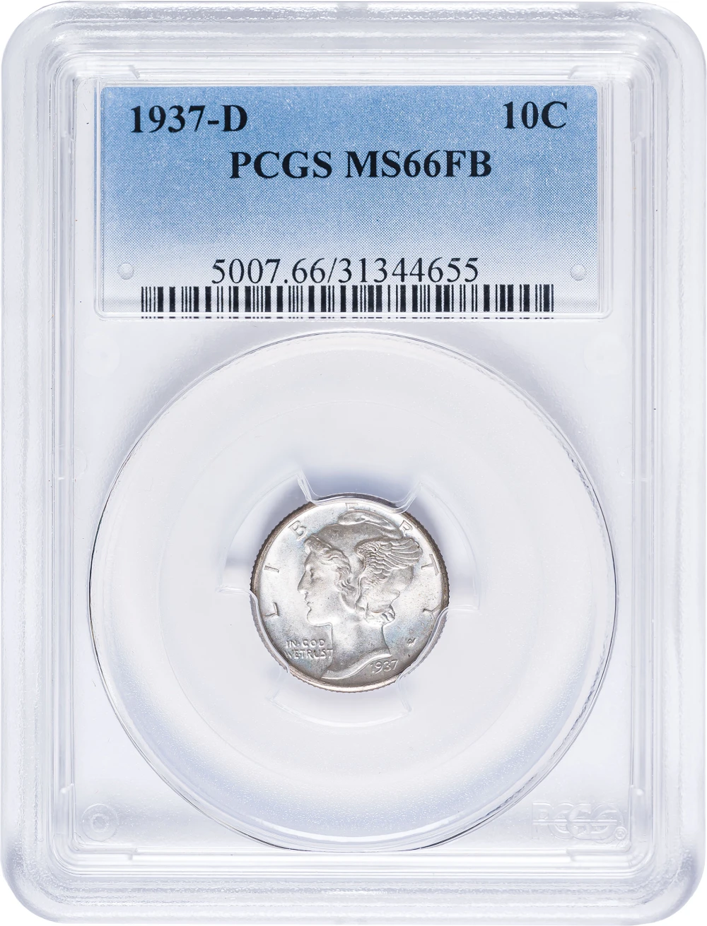 PCGS MS-66 FB 1937-D Mercury Dime