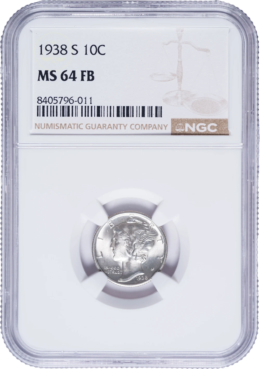 NGC MS-64 FB 1938-S Mercury Dime