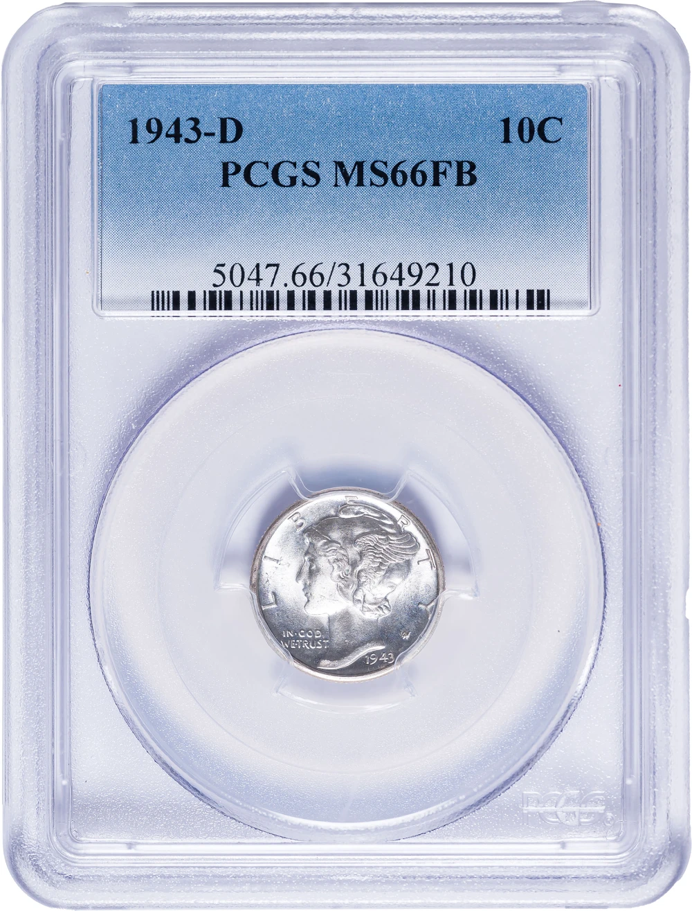PCGS MS-66 FB 1943-D Mercury Dime