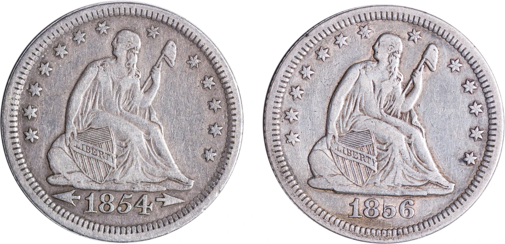 1850's Seated Quarter Pair
