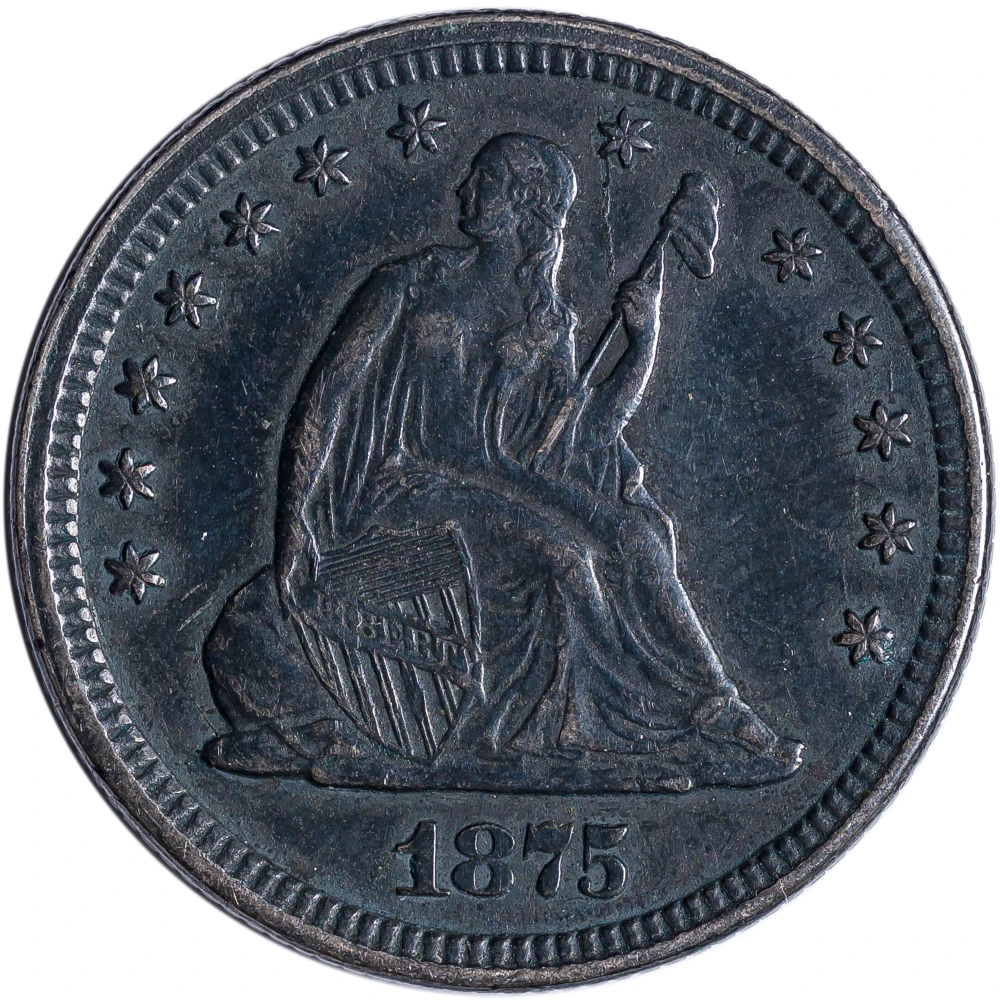 AU Details 1875 Liberty Seated Quarter