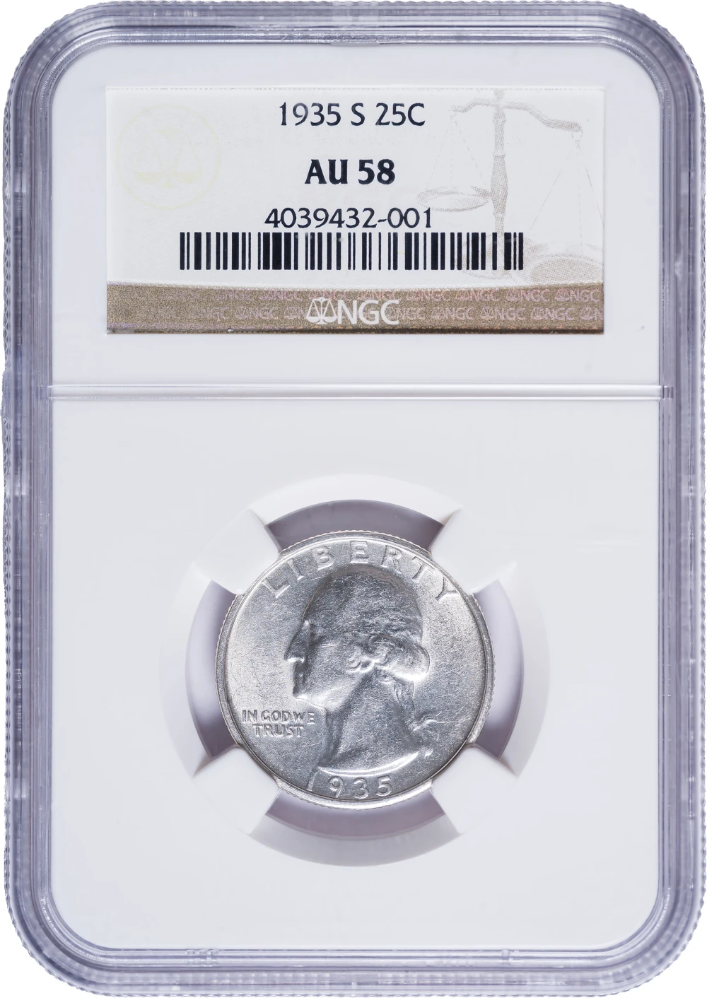 NGC AU-58 1935-S Washington Quarter