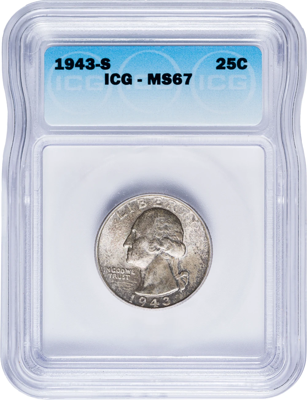 ICG MS-67 1943-S Washington Quarter