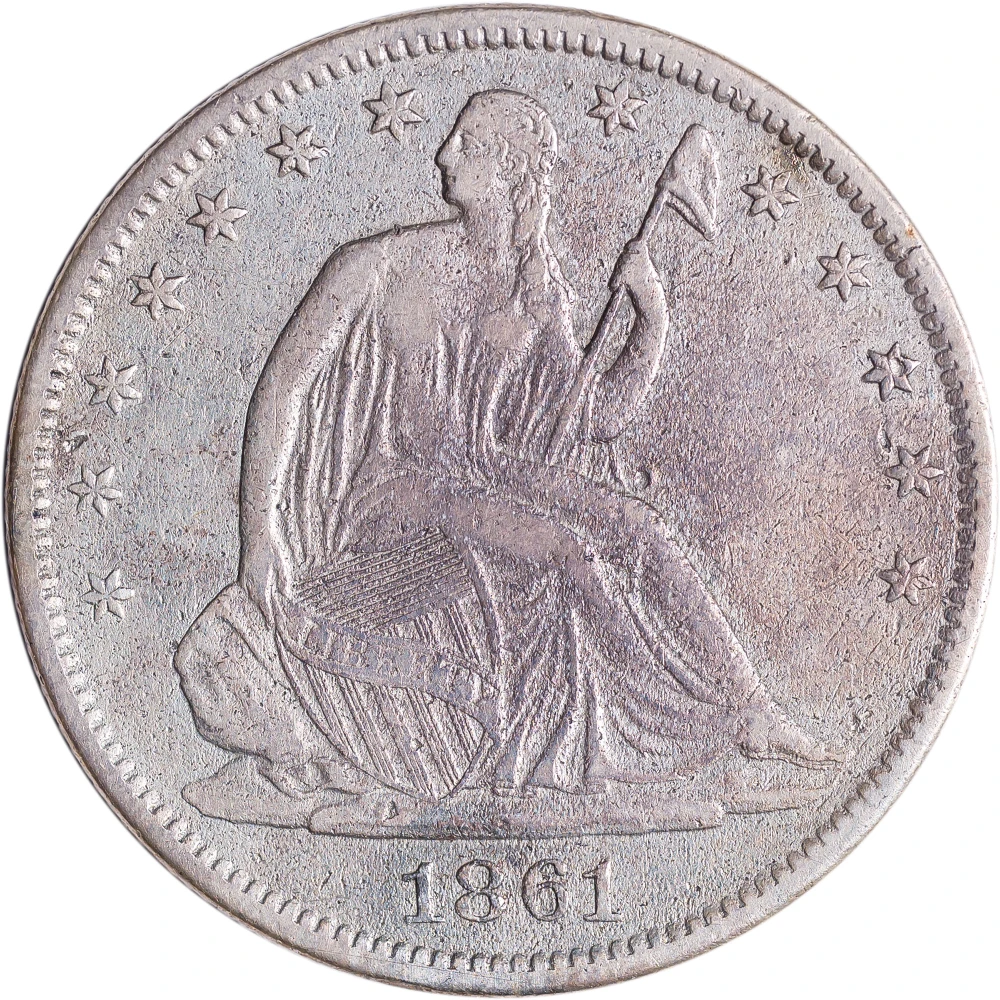 VF-20 Details 1861-S Seated Half Dollar