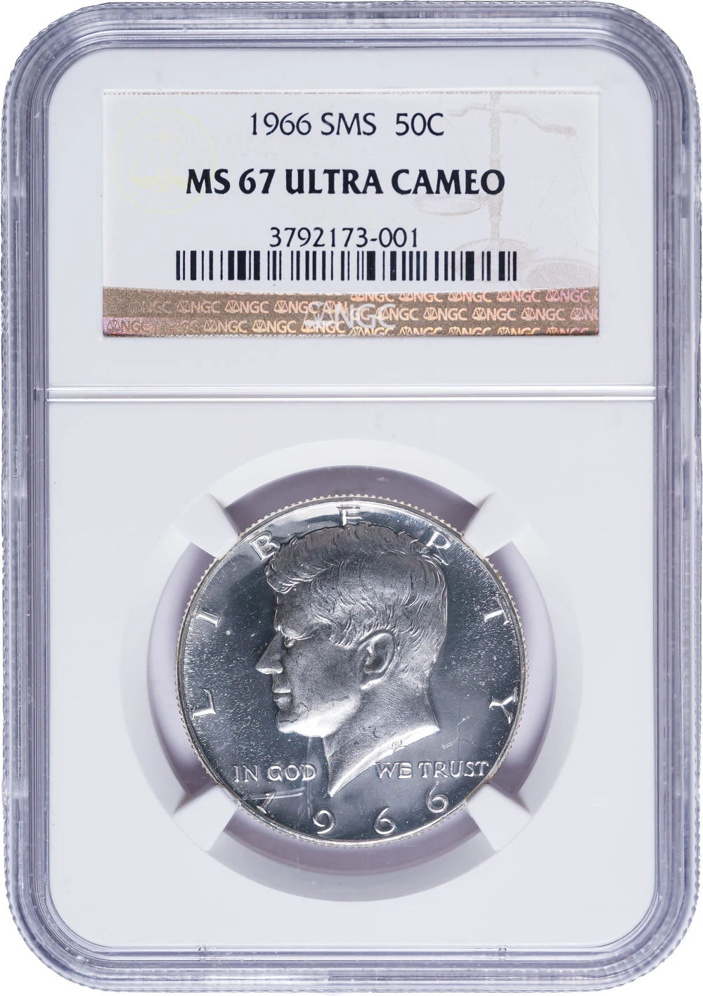 NGC MS-67 Ultra Cameo 1966 SMS Half Dollar