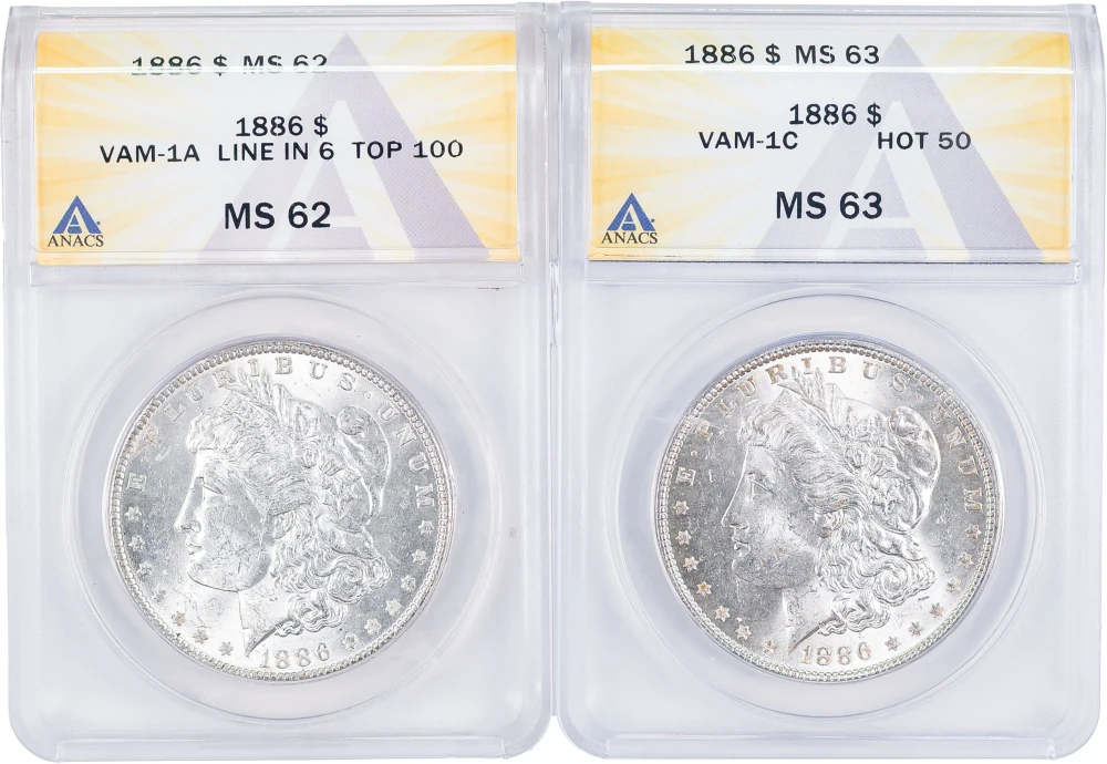 ANACS-Certified 1886 VAM Morgan Dollars