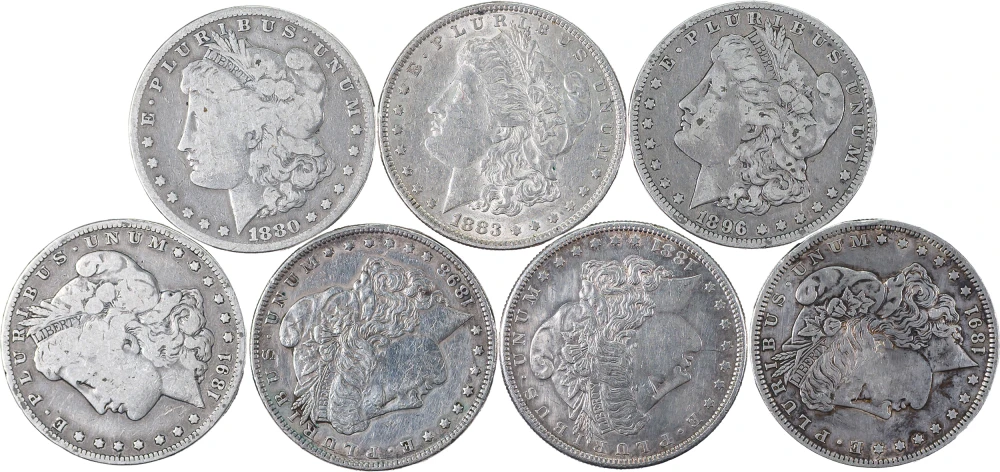 7 Piece Mixed Pre-21 Morgan Dollar Lot