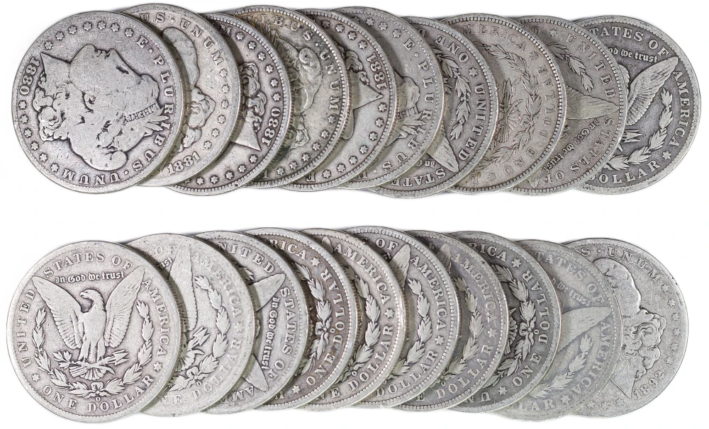 Mixed G-F Roll Of Pre-21 Morgan Dollars