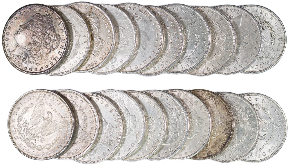 Mixed EF/AU Roll Of Pre-21 Morgan Dollars