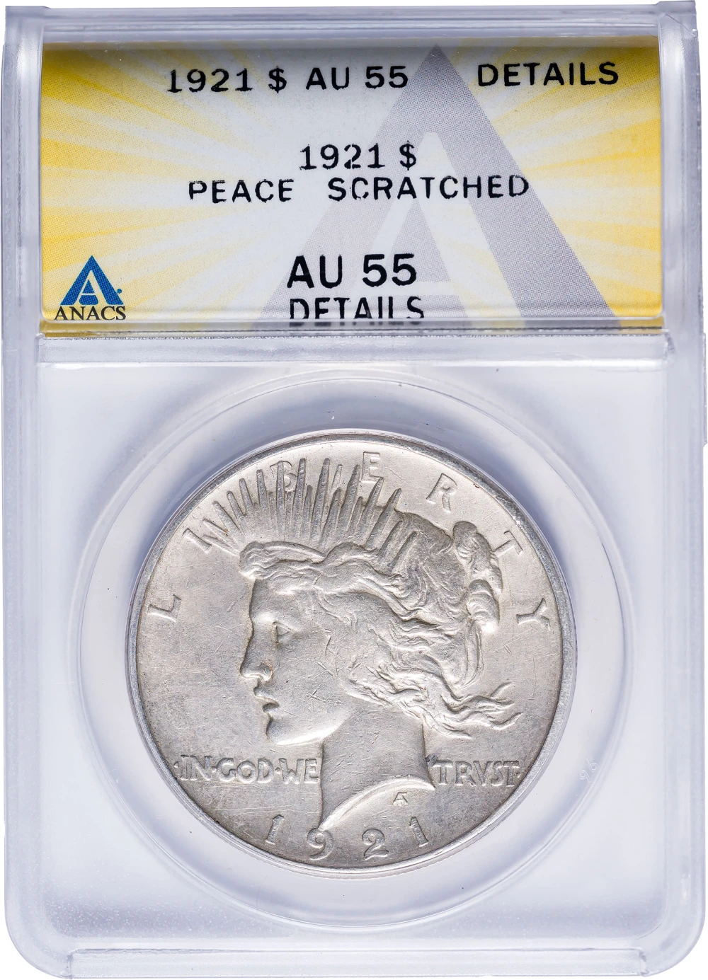 ANACS AU-55 Details 1921 Peace Dollar