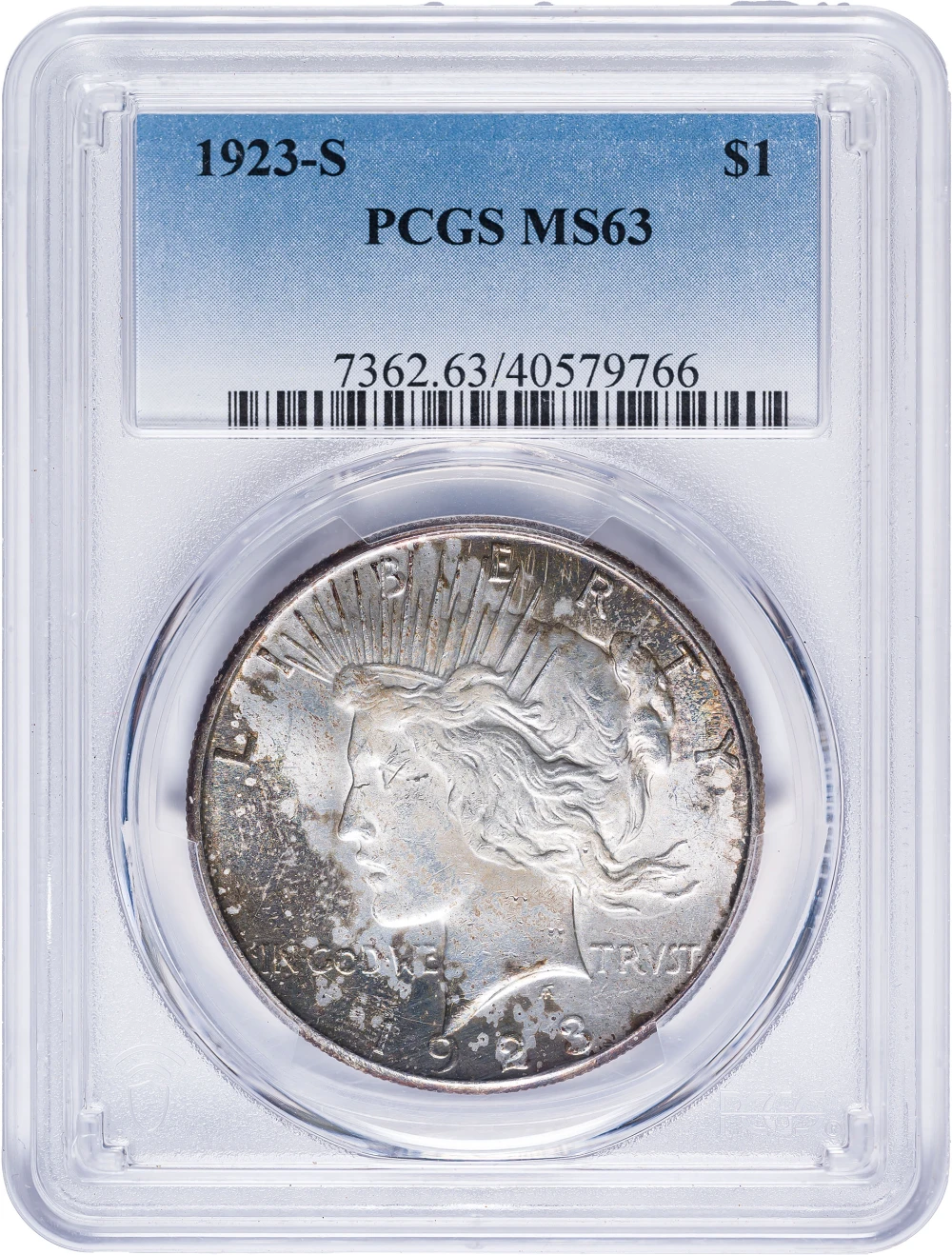 PCGS MS-63 Toned 1923-S Peace Dollar