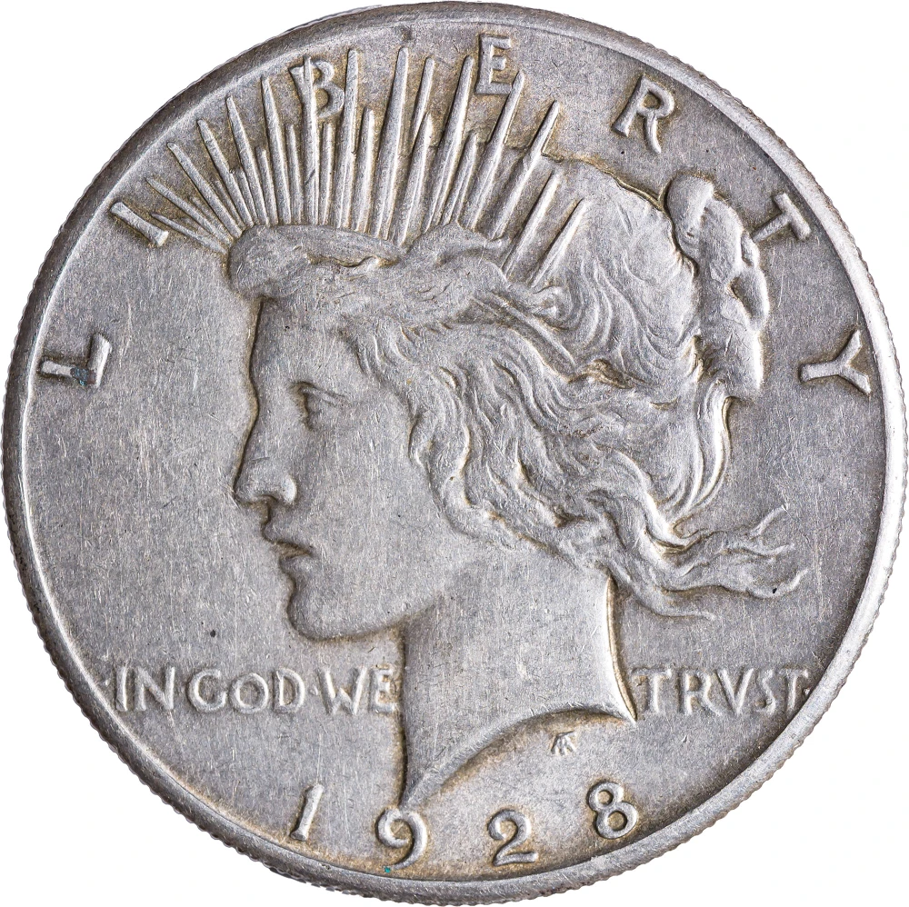 AU-50 1928 Peace Dollar