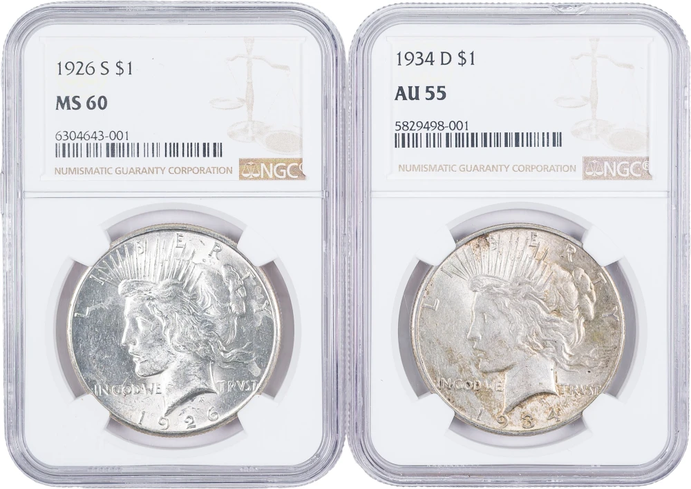 NGC Branch Mint Peace Dollar Pair