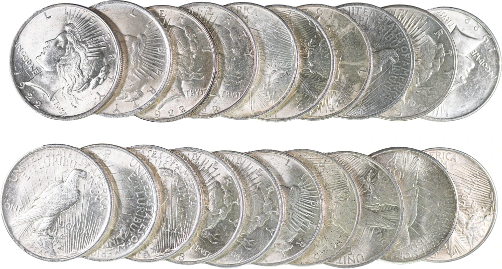 AU/UNC Roll Of Peace Dollars