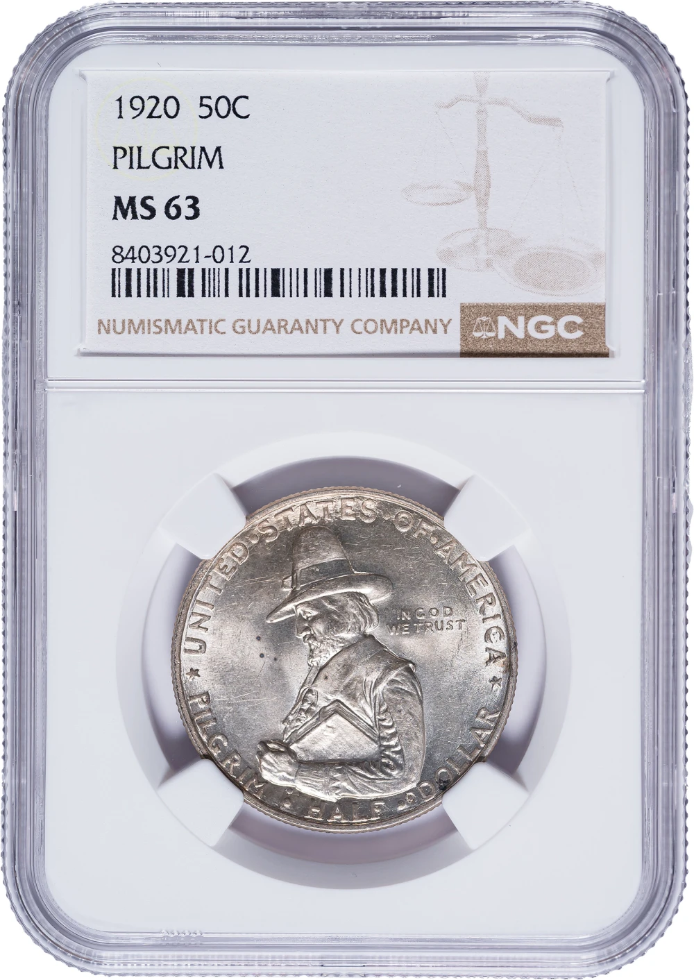 NGC MS-63 1920 Pilgrim Half Dollar