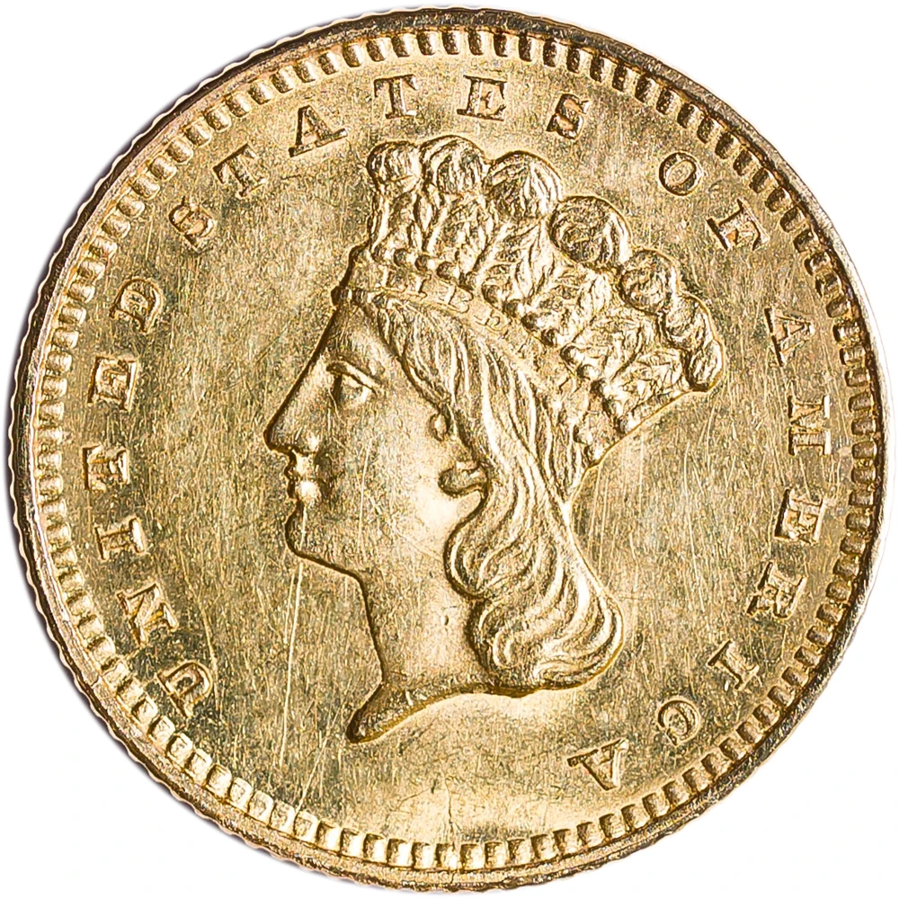 MS-60 or Finer 1862 Gold $1