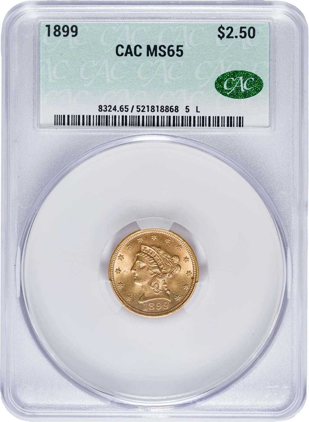CACG MS-65 1899 Gold $2.50 Liberty