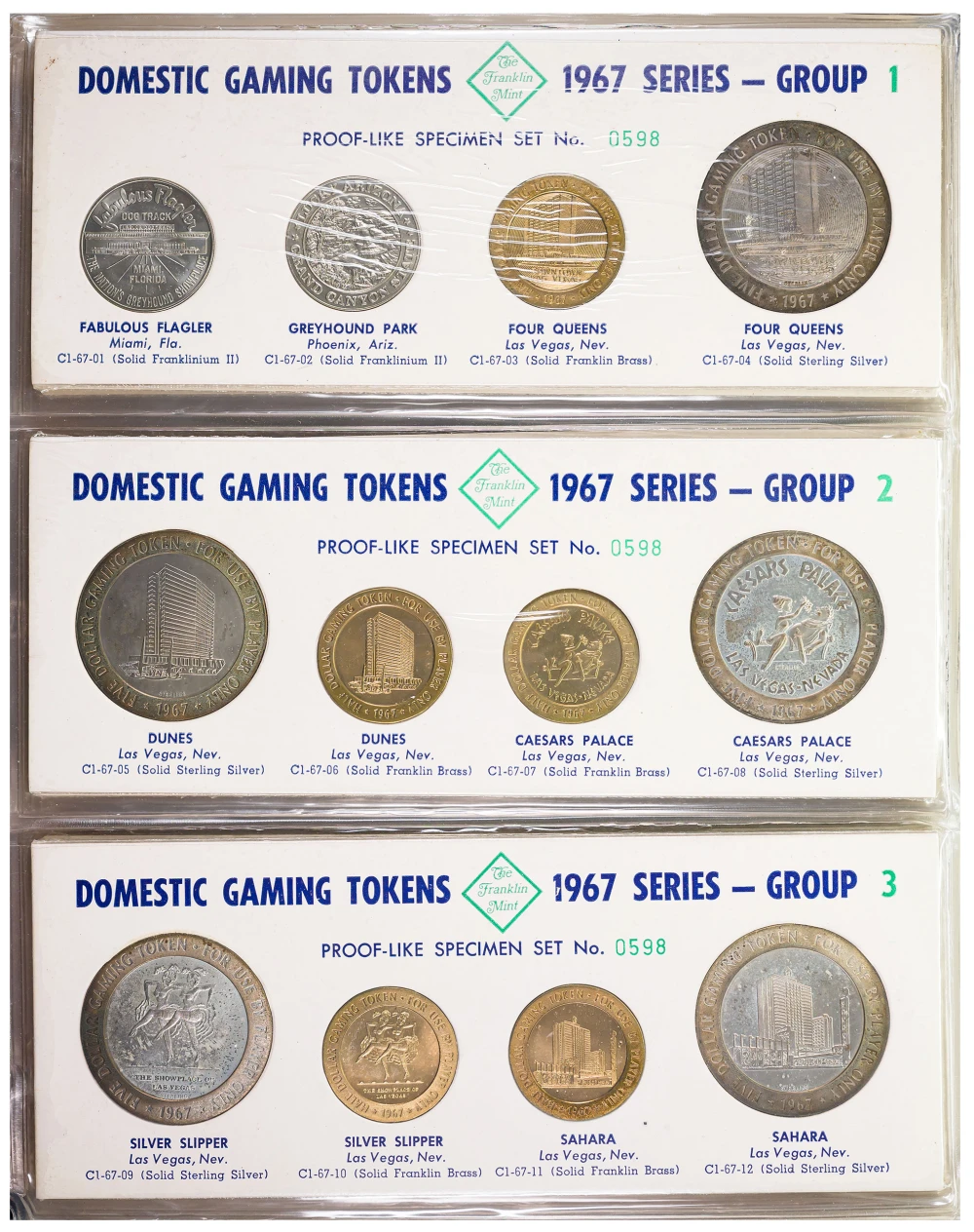 1967 Franklin Mint Gaming Token Set