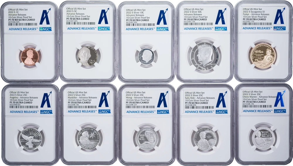 NGC PF-70 2022 Advance Release Silver Proof Set