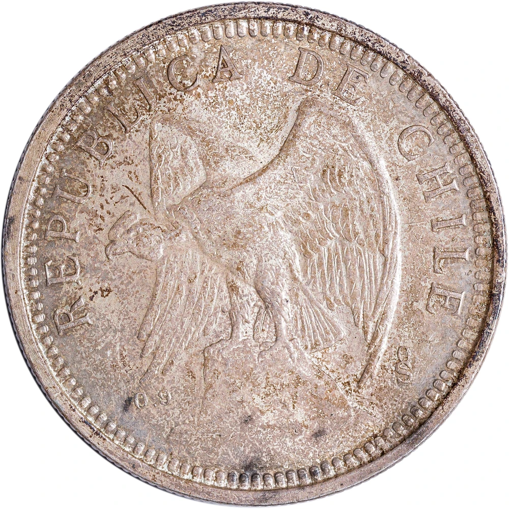 Chile. MS-63 1927 Silver 5 Pesos