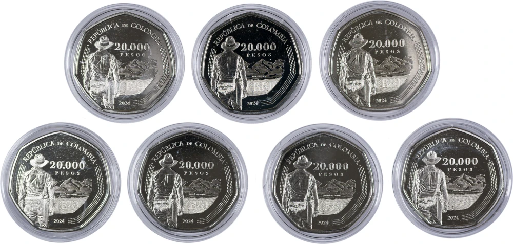 Colombia. Group of 2024 20,000 Pesos Pieces
