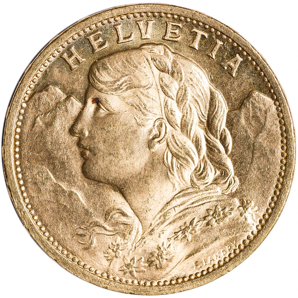 Switzerland. Gem Unc 1912 Gold 20 Francs