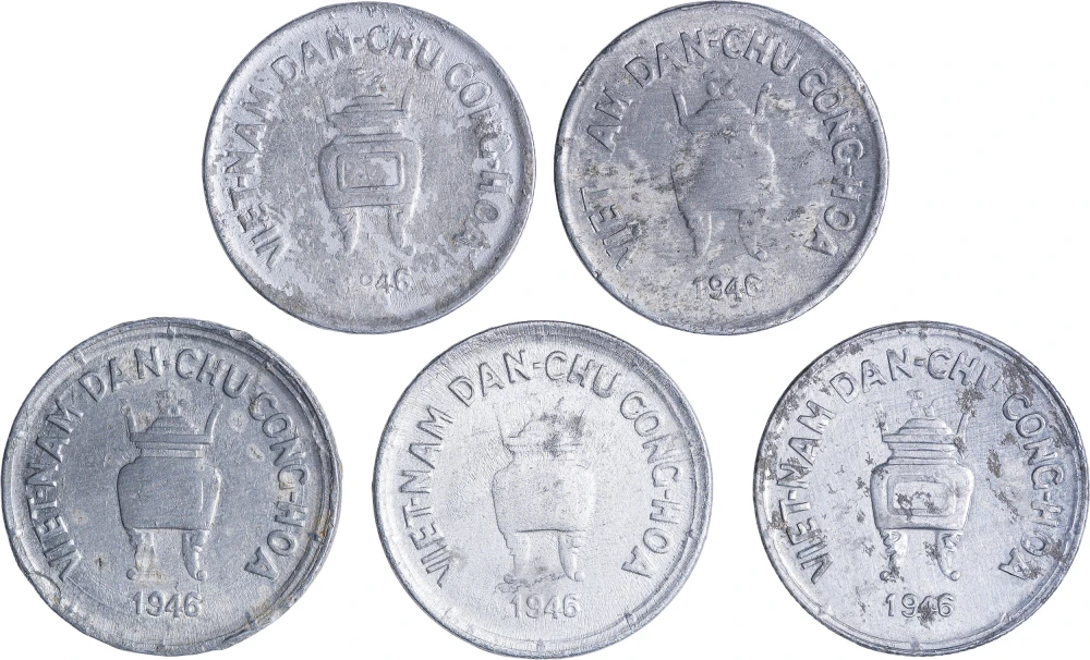 Viet Nam. Five AU to Unc1946 5 Hau Pieces