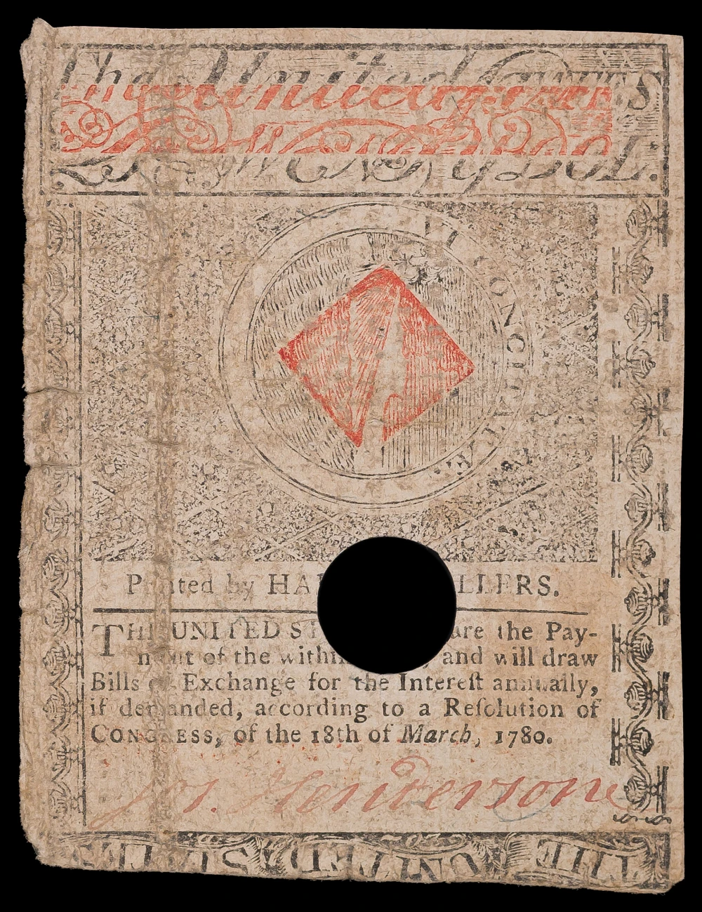 Massachusetts-Bay. VF 1780 $20 Note