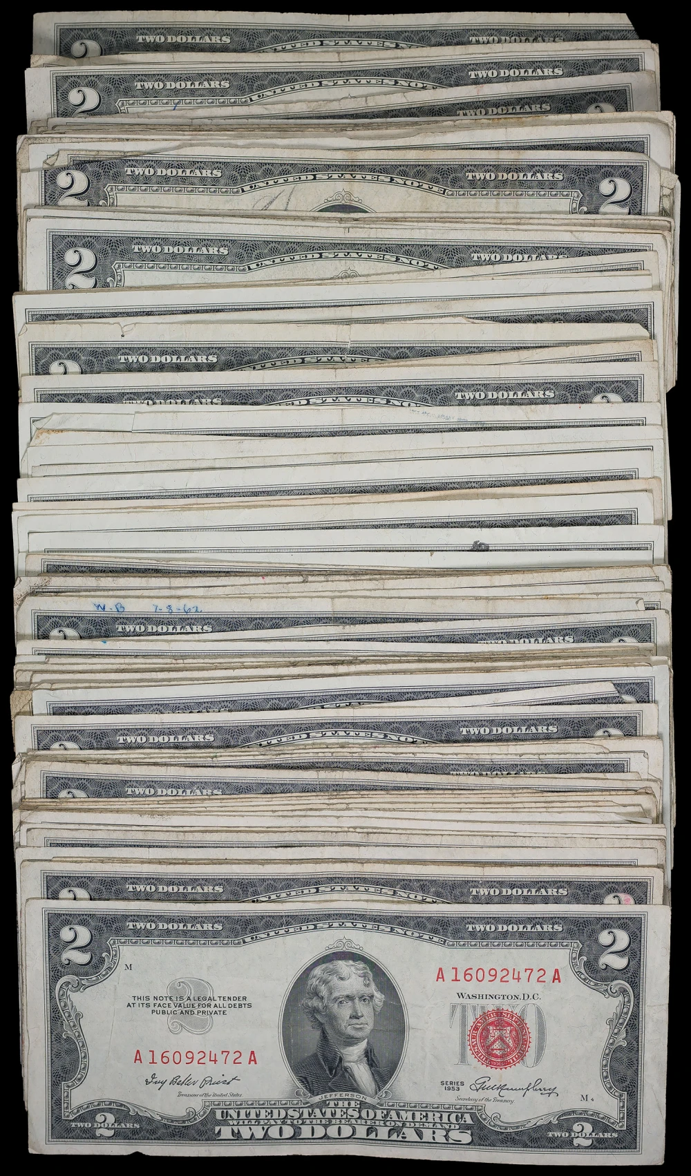 100 Pieces Mixed $2 Red Seal Notes