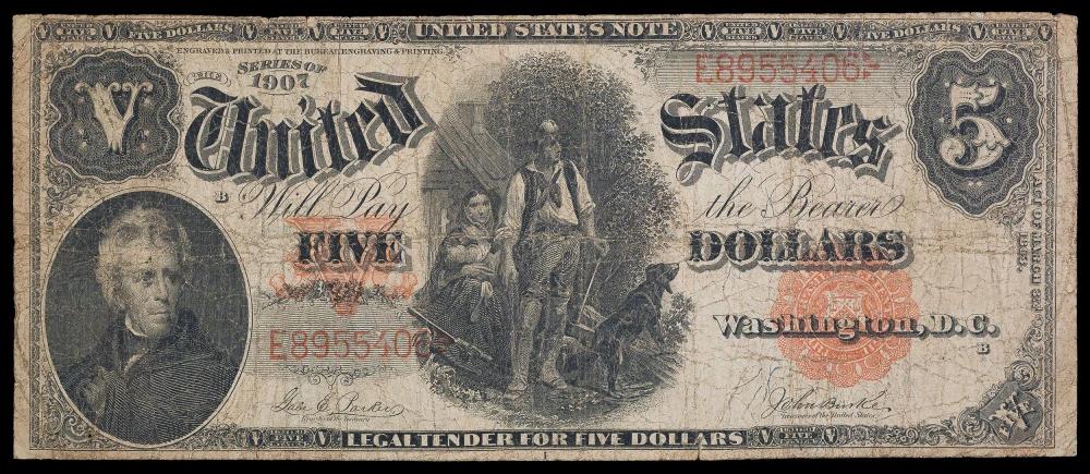 Affordable 1907 Woodchopper $5 Note
