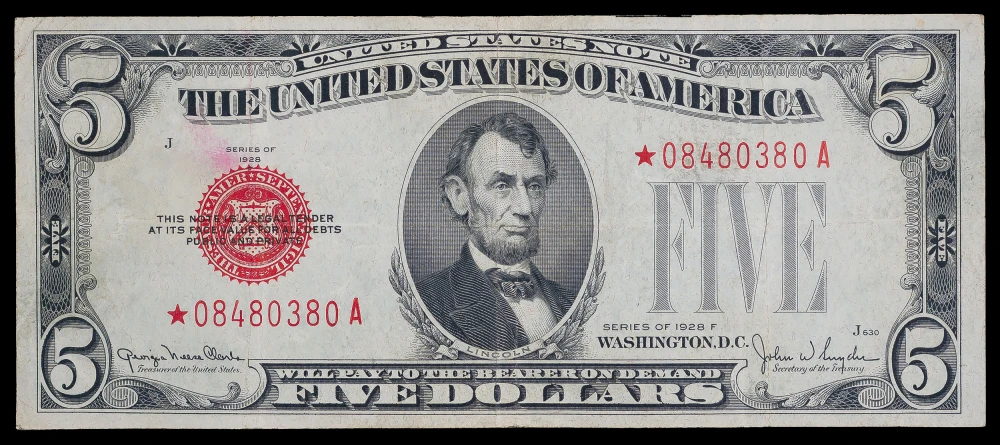 VF 1928-F $5 Star Note
