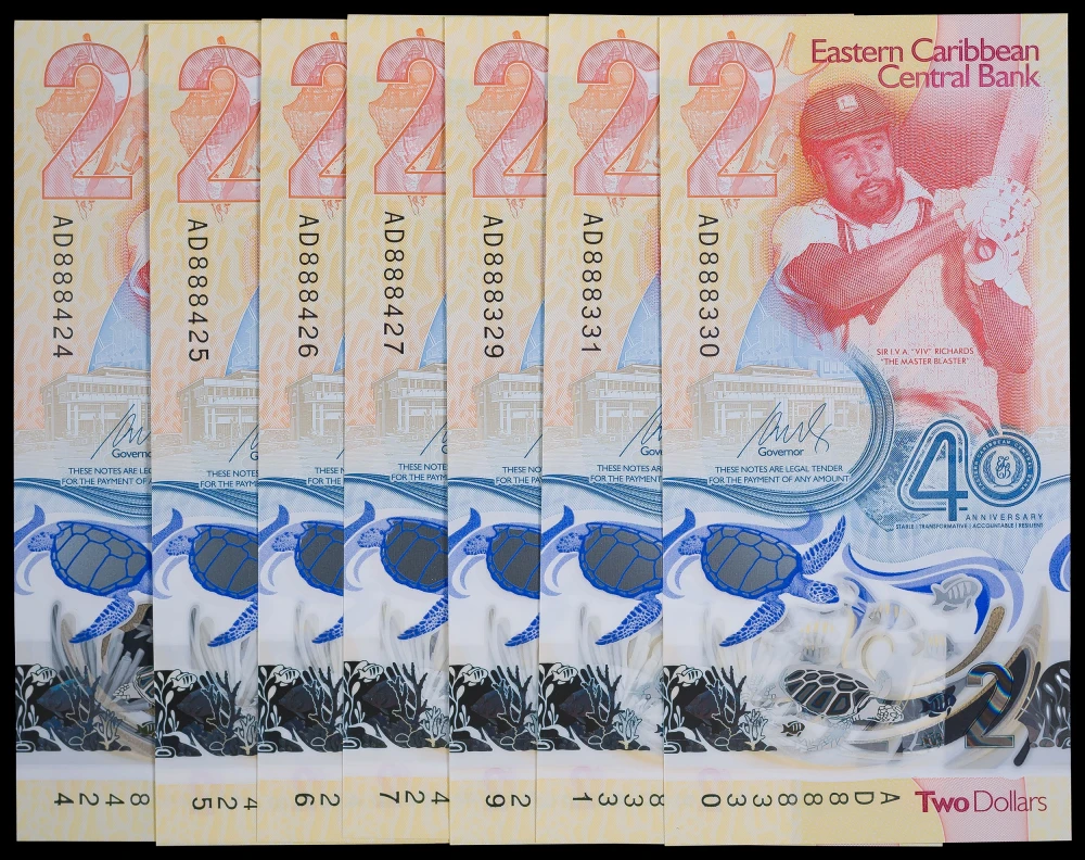 Eastern Caribbean. Group of $2 Notes